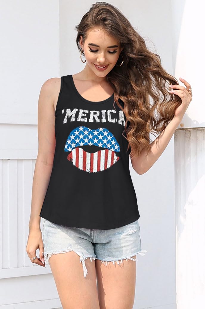 ETCYY Tank Tops for Women Tie-Dyed Workout Yoga Summer Sleeveless Athletic Tops Loose Fit Shirts,American Flag,Large - Image 3